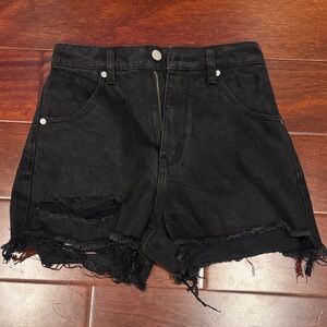 ROLLA'S Black Distressed High-Rise Denim Shorts